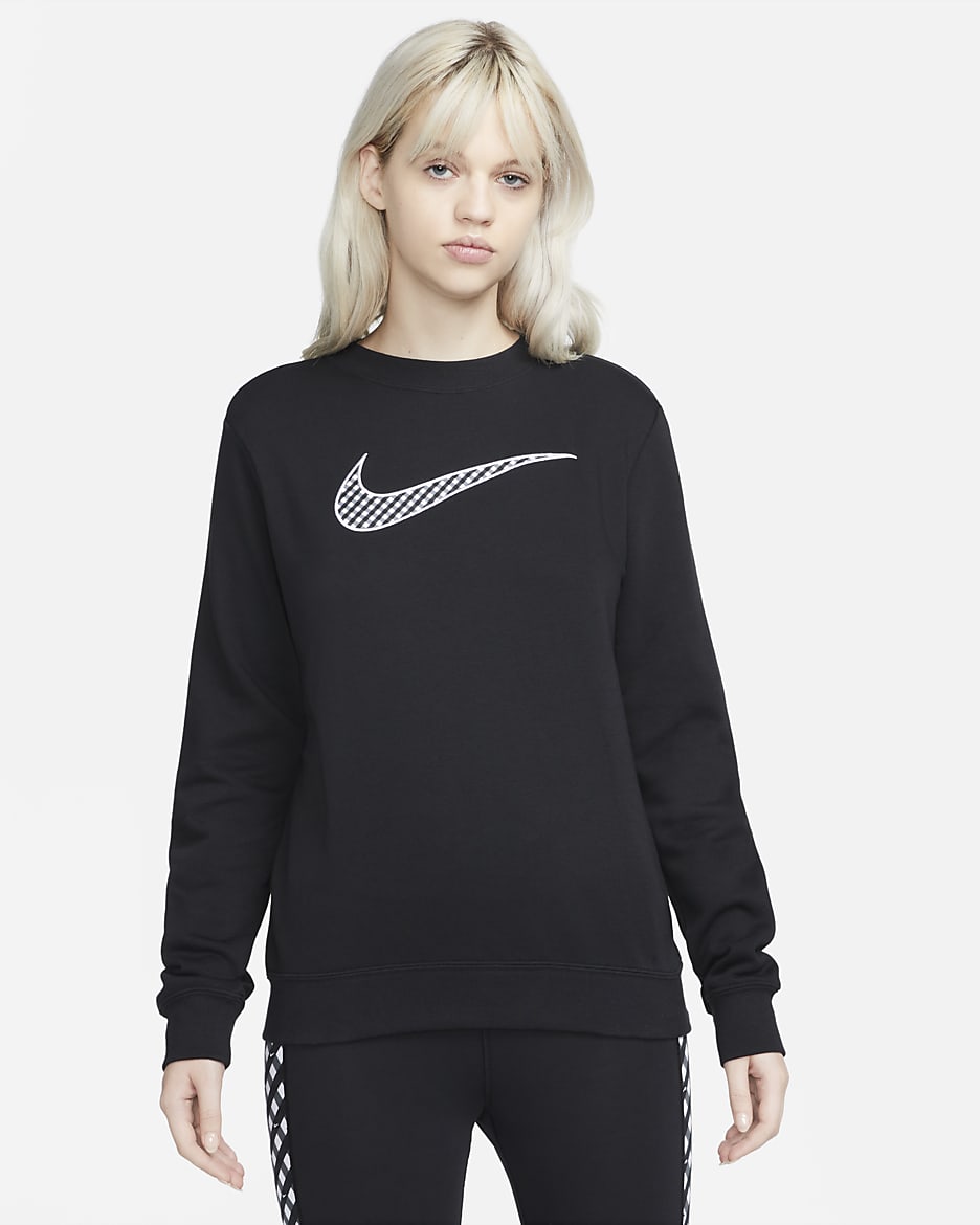 Nike Sportswear Club Fleece Women s Gingham Logo Crew Neck Sweatshirt